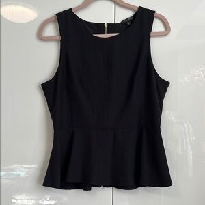 DYNAMITE NWOT Black Sleeveless Dressy Textured Peplum Top, Size L